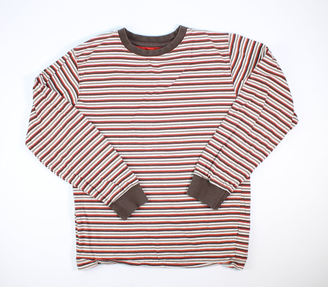 WOODLAND BROWN/RED STRIPED LS TOP 12Y PRE-LOVED