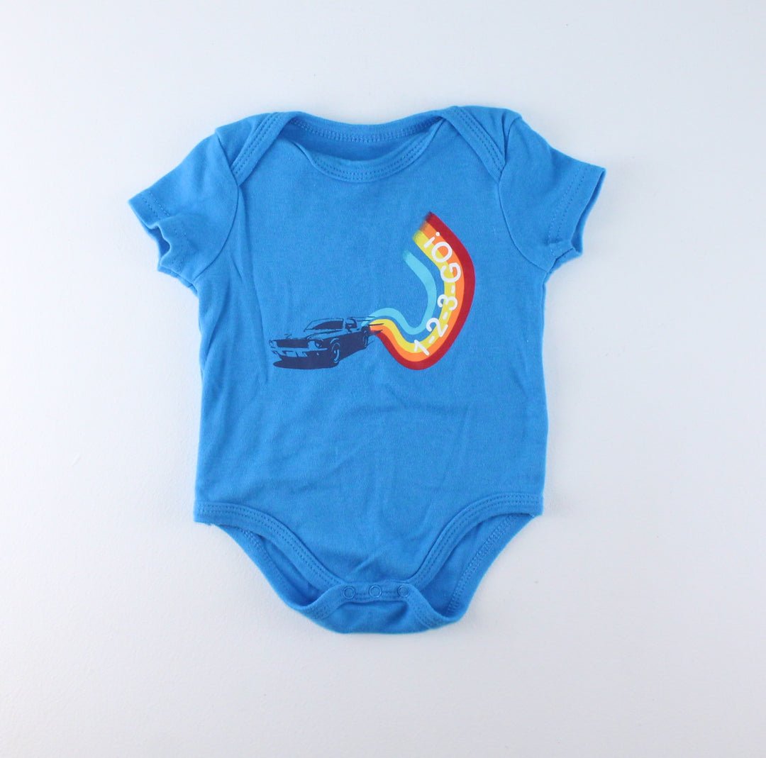 MONKEY BARS BLUE ONESIE 0-3M PRE-LOVED