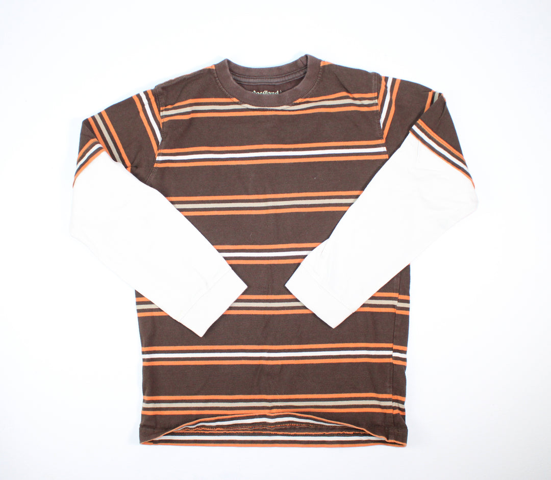 WOODLAND BROWN STRIPED TOP 8Y PRE-LOVED