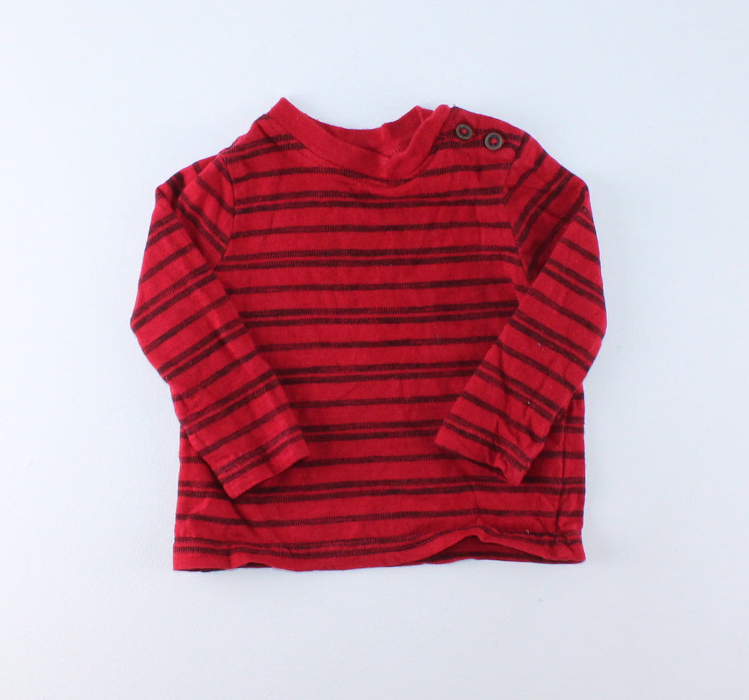 JOE FRESH RED LS TOP 3-6M PRE-LOVED