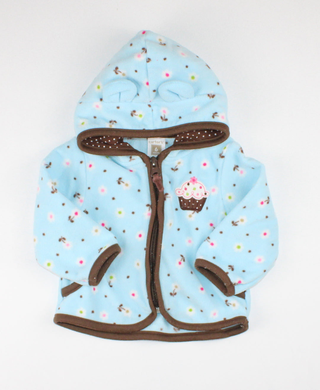 CARTERS FLEECE FLORAL HOODIE 6M PRE-LOVED