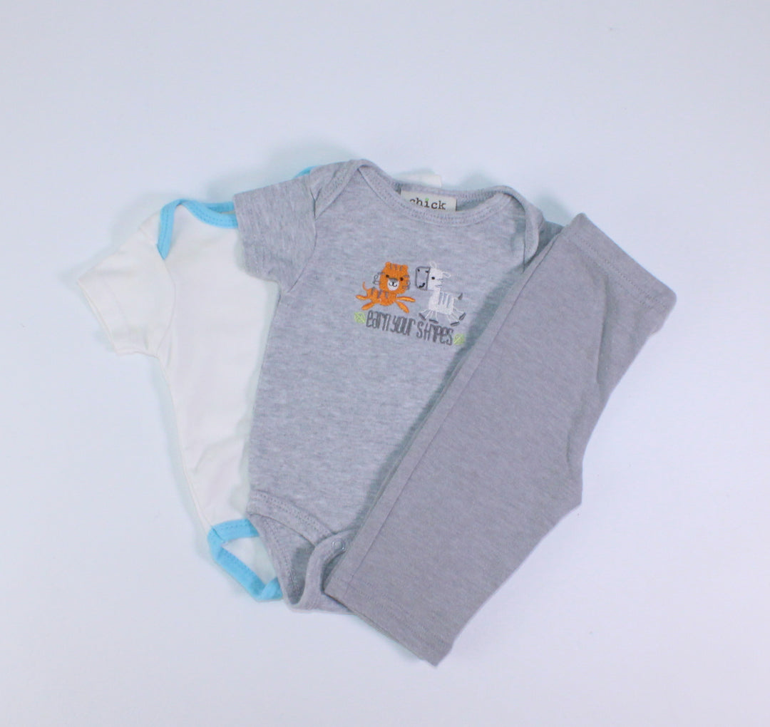 CHICK PEA EARN YOUR STRIPES 3PK OUTFIT 0-3M PRE-LOVED