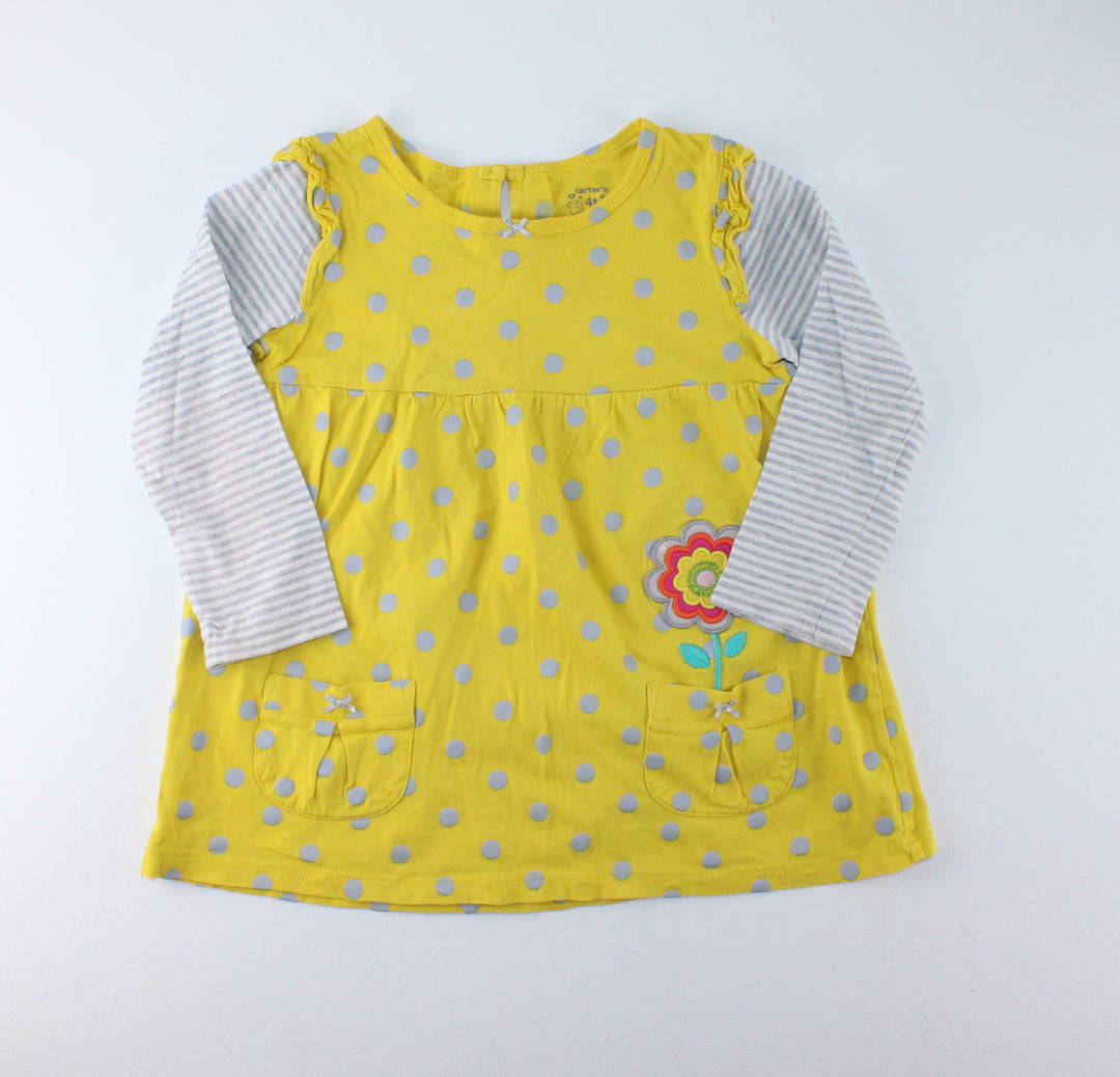 CARTERS YELLOW POLKA DOT TOP 4Y PRE-LOVED