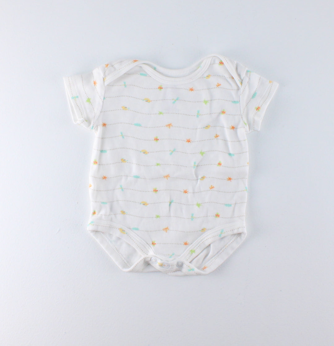 GEORGE STRIPED WHITE ONESIE NEWBORN PRE-LOVED