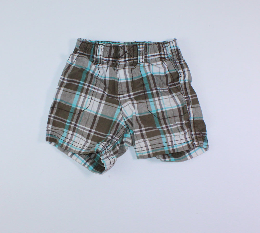 CARTERS BROWN PLAID SHORTS 12M PRE-LOVED