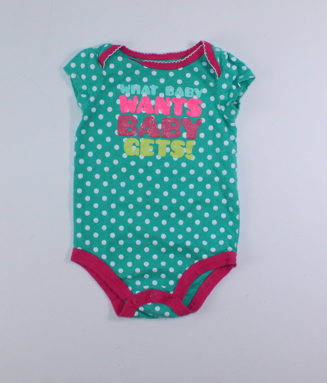 GEORGE WHAT BABY WANTS BABY GETS ONESIE 6-12M PRE-LOVED