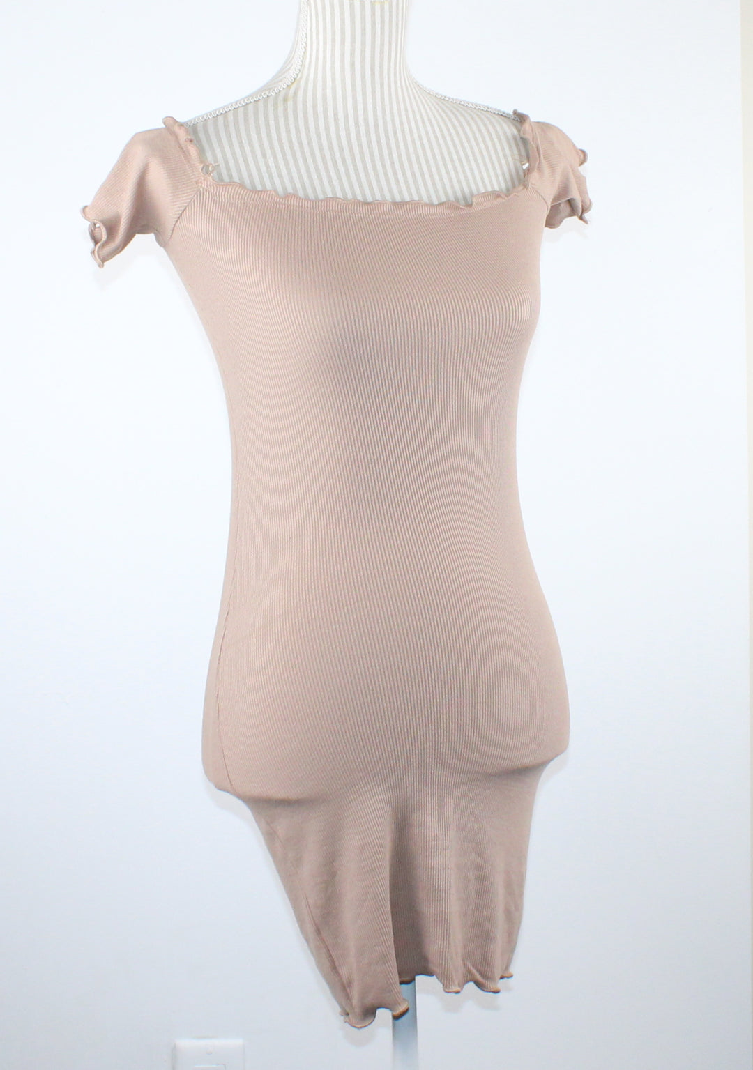 HEART HIPS TAN RIBBED DRESS LADIES SMALL PRE-LOVED