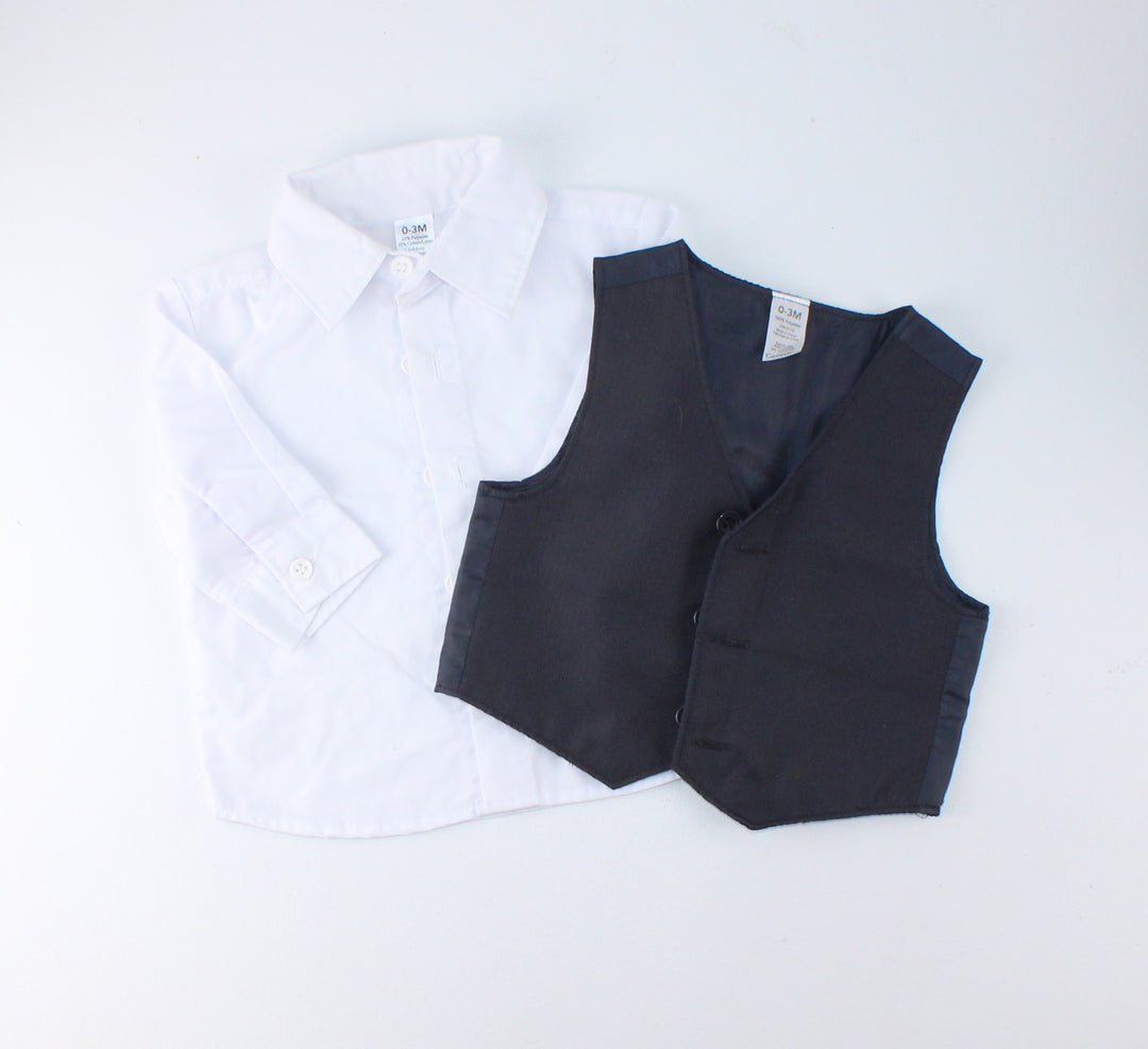 GEORGE DRESS SHIRT & VEST SET 0-3M PRE-LOVED