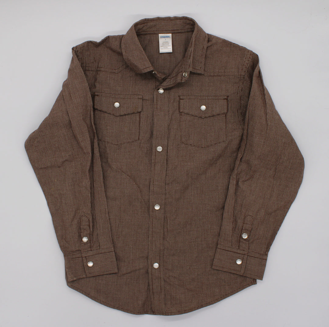 GYMBOREE BROWN TOP 7Y PRE-LOVED