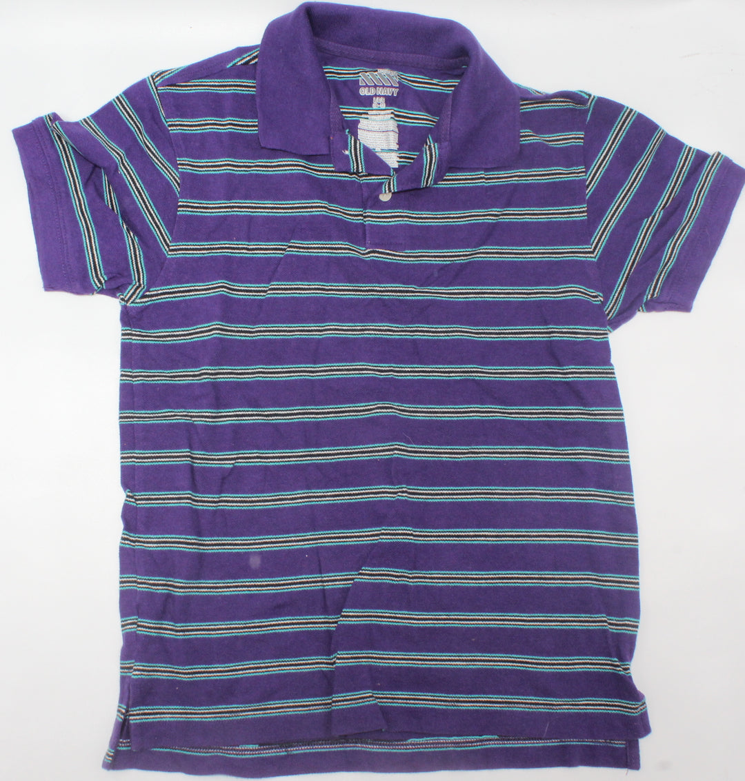 OLD NAVY PURPLE/BLUE STRIPED GOLF SHIRT 10-12Y PRE-LOVED