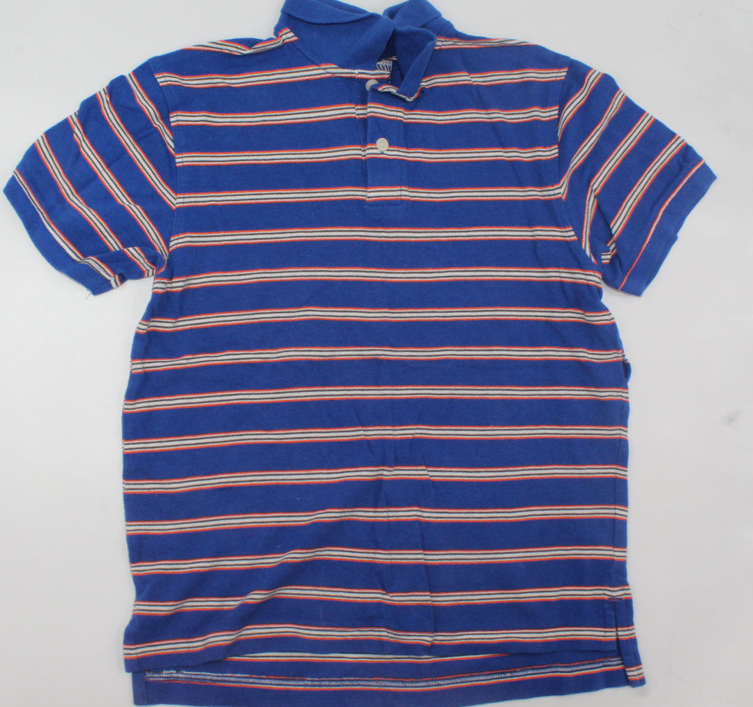 OLD NAVY BLUE/ORANGE STRIPED GOLF SHIRT 10-12Y PRE-LOVED