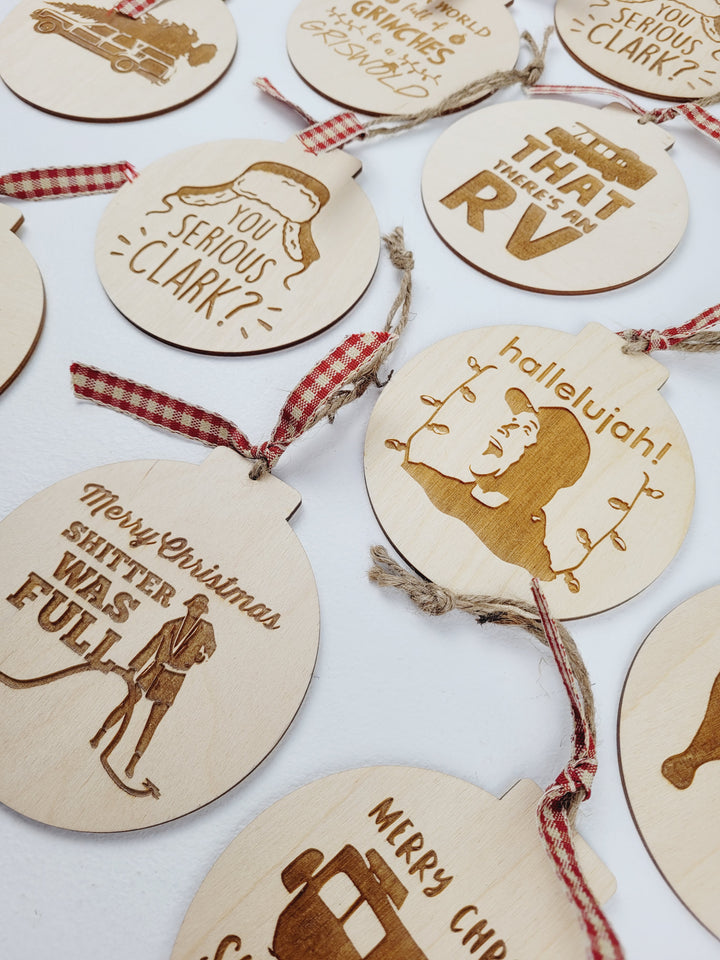 Rough Cut Dezigns, Christmas Vacation Wooden Ornaments