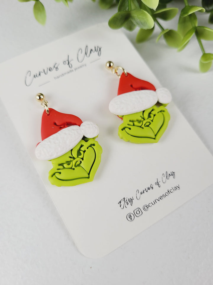 Curves of Clay, Holiday Dangle Earrings