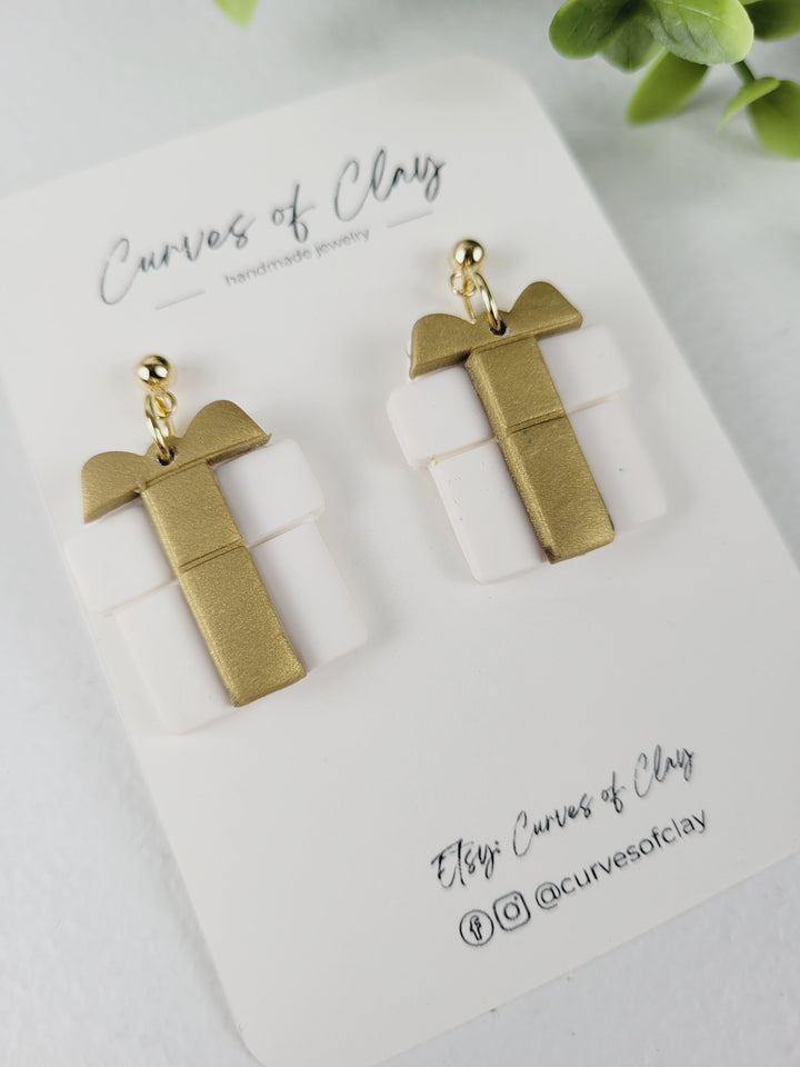 Curves of Clay, Holiday Dangle Earrings