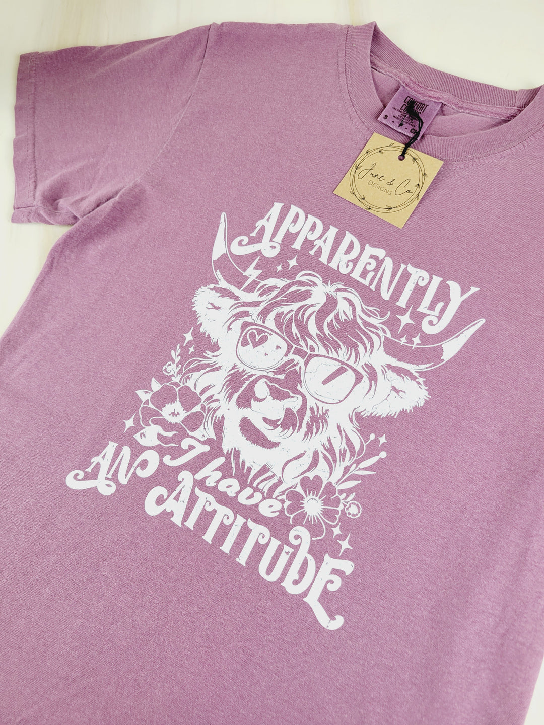 June & Co Designs, Apparently I Have An Attitude, Highland Cow T-Shirt