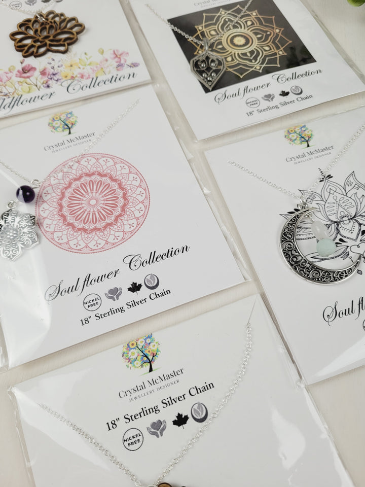 Crystal McMaster Jewellery, Sterling Silver Necklaces- Soul Flower & Wildflower Collections