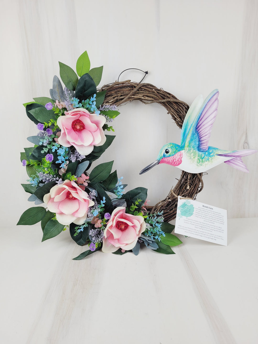 You & Home, Hummingbird & Florals Grapevine Wreath