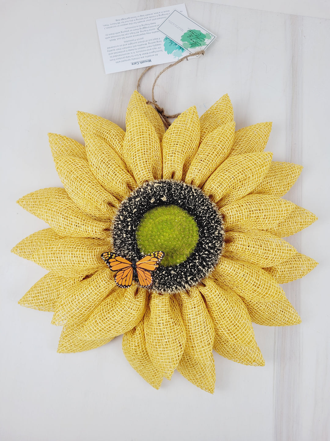 You & Home, Yellow Sunflower Wreath with Monarch Butterfly