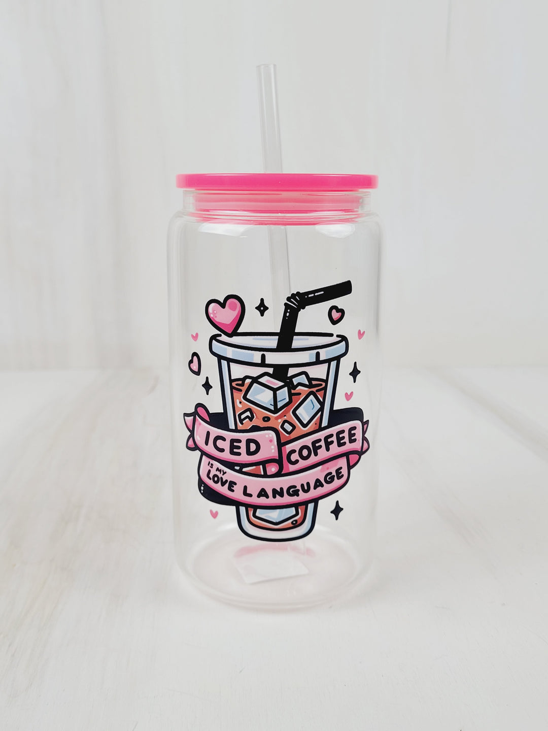 Lindsay's Creations, Fog & Glitter Glass Tumbler with Lid