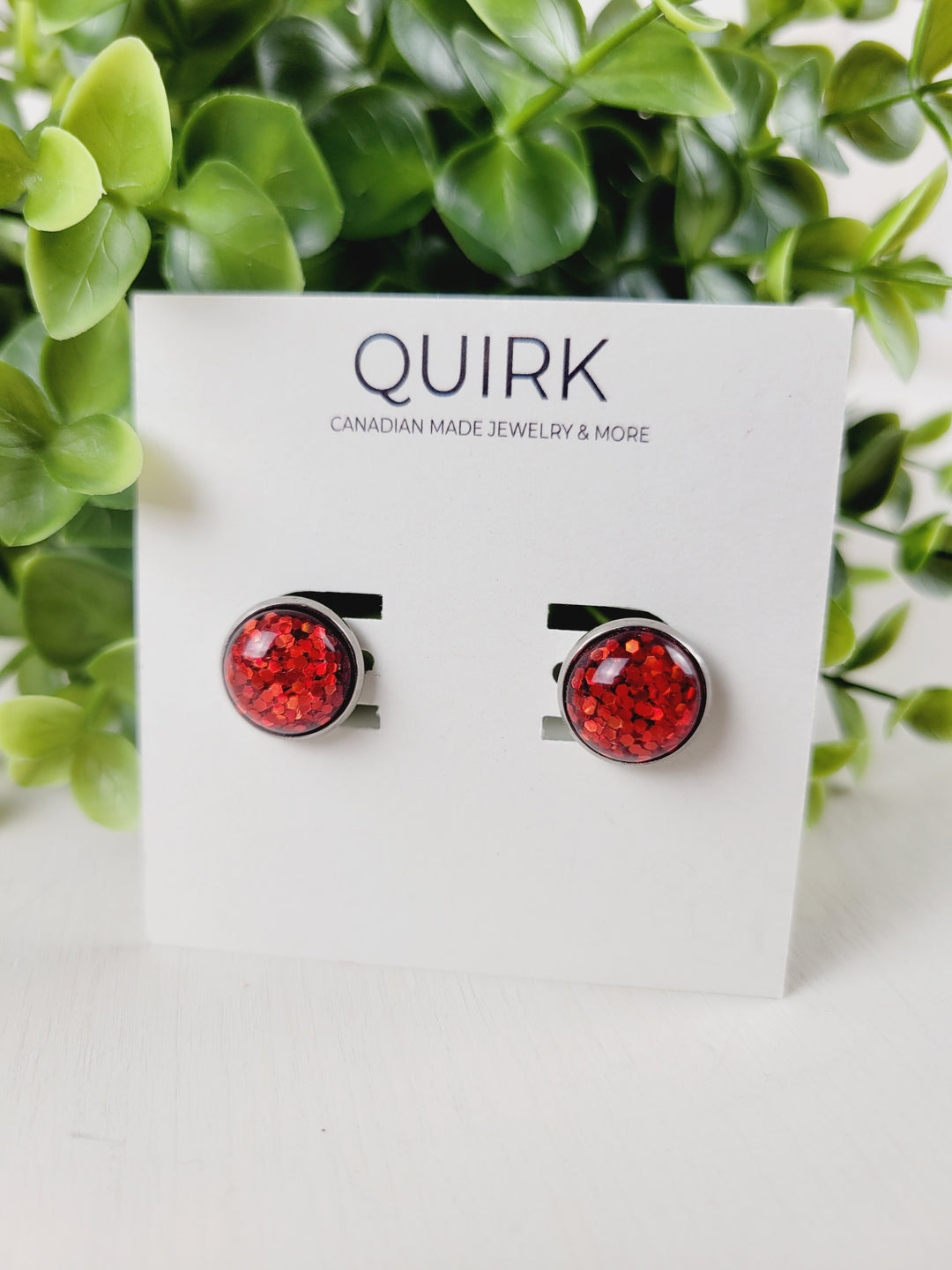 Quirk Handmade Jewelry, Glitter & Druzy Stud Earrings