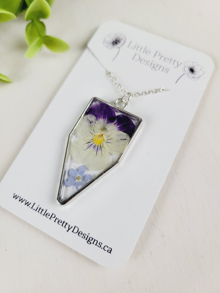 Little Pretty Designs, Pressed Flower Necklaces, Pinks & Purples