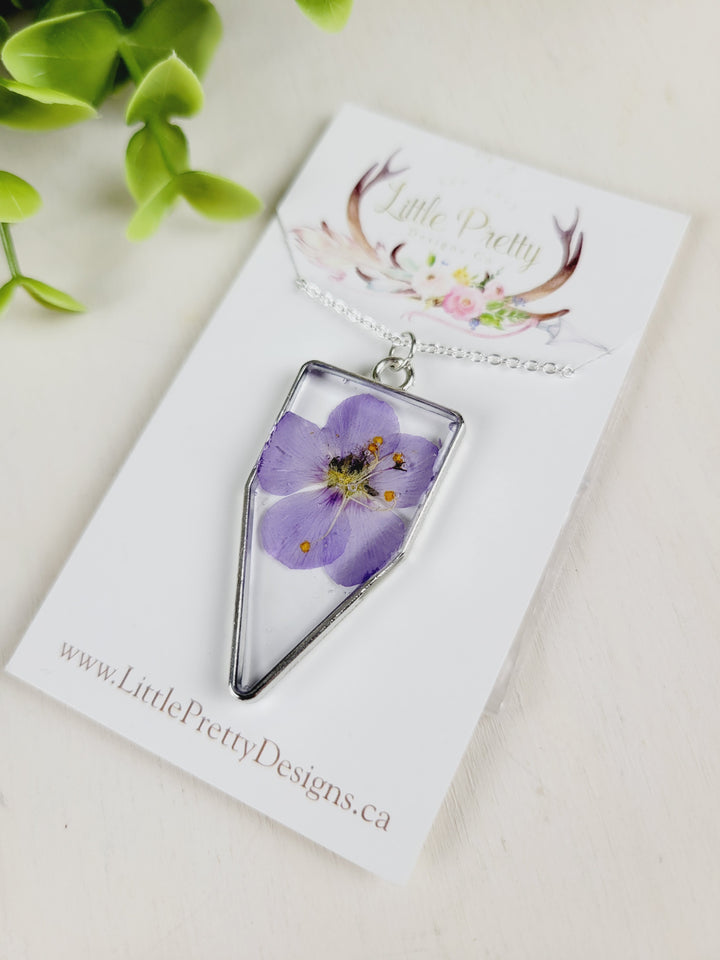 Little Pretty Designs, Pressed Flower Necklaces, Pinks & Purples