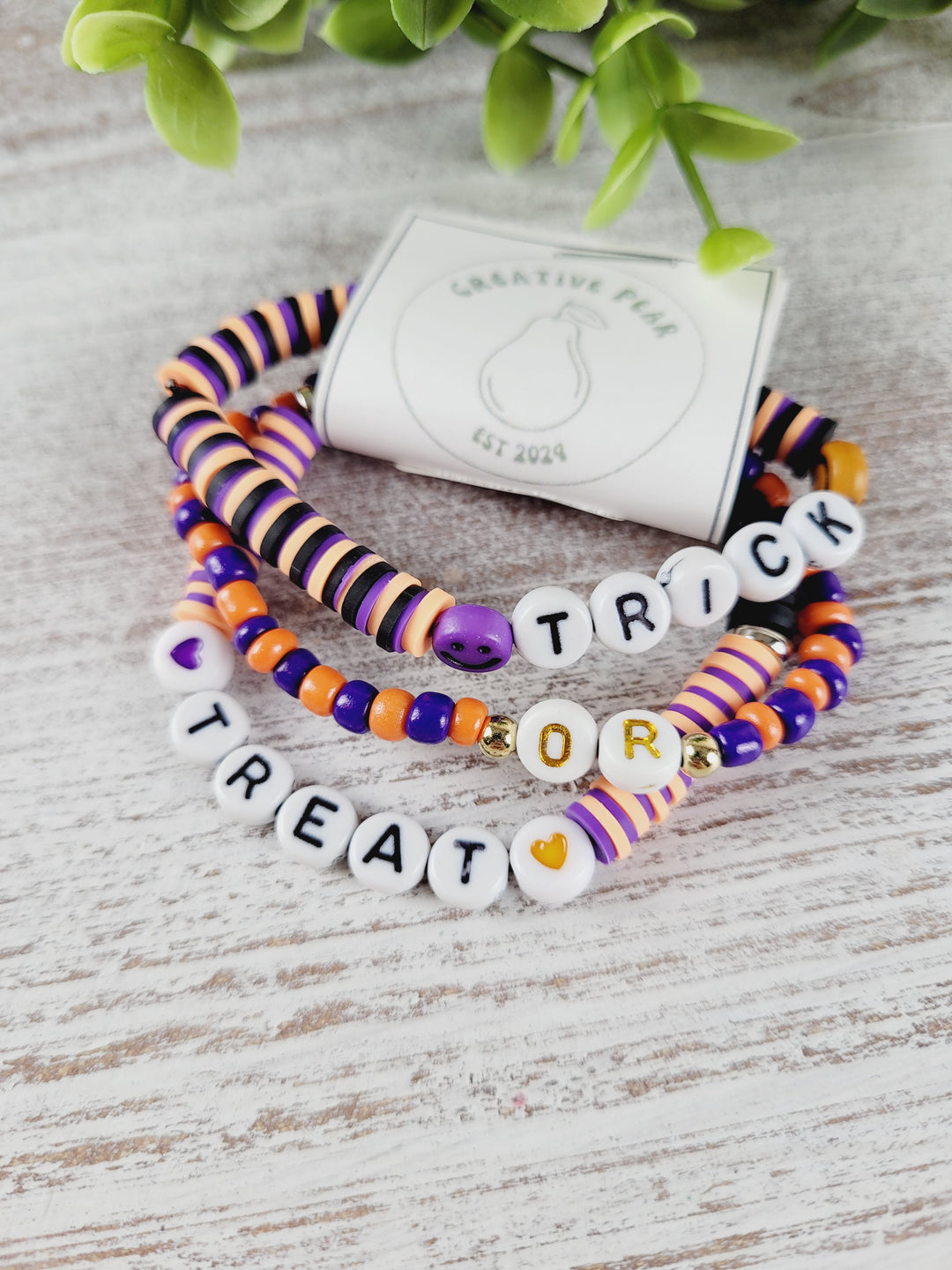 Creative Pear, Letterbead Clay Bracelets - Halloween Themed