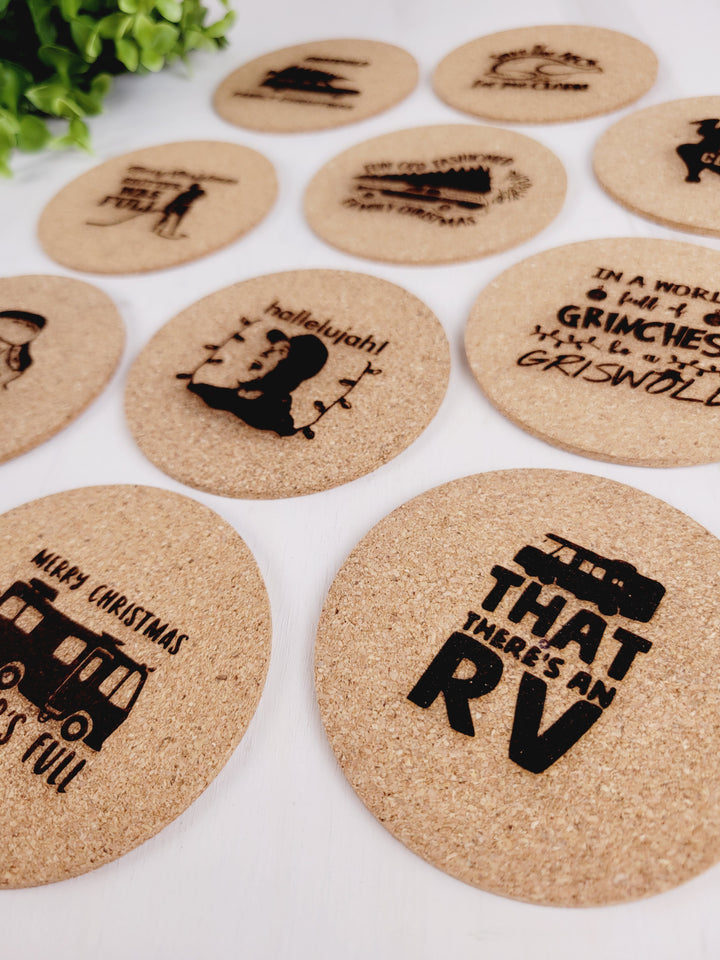 Rough Cut Dezigns, Holiday Themed Cork Coasters