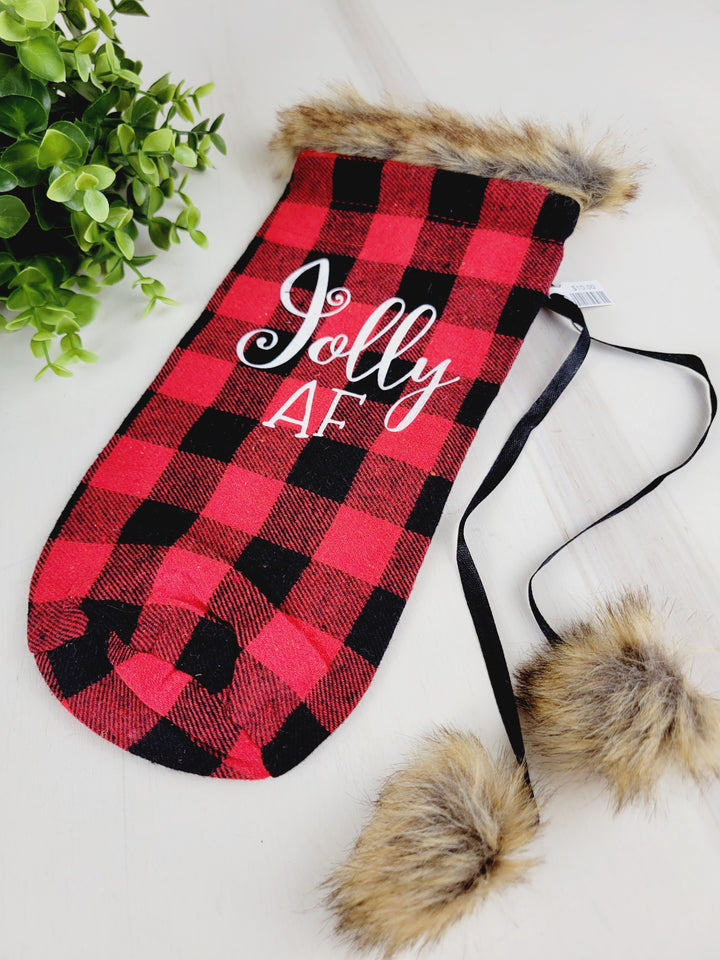 Lindsay's Creations, Plaid Fur Wine Bags