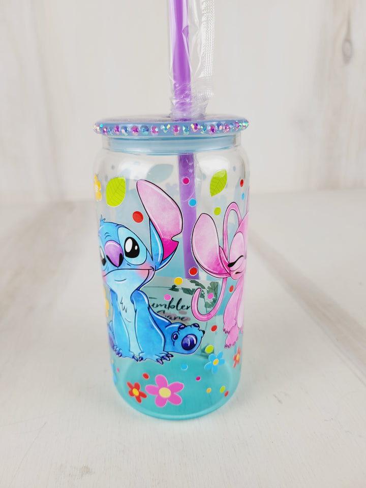 Lindsay's Creations, Fog & Glitter Glass Tumbler with Lid