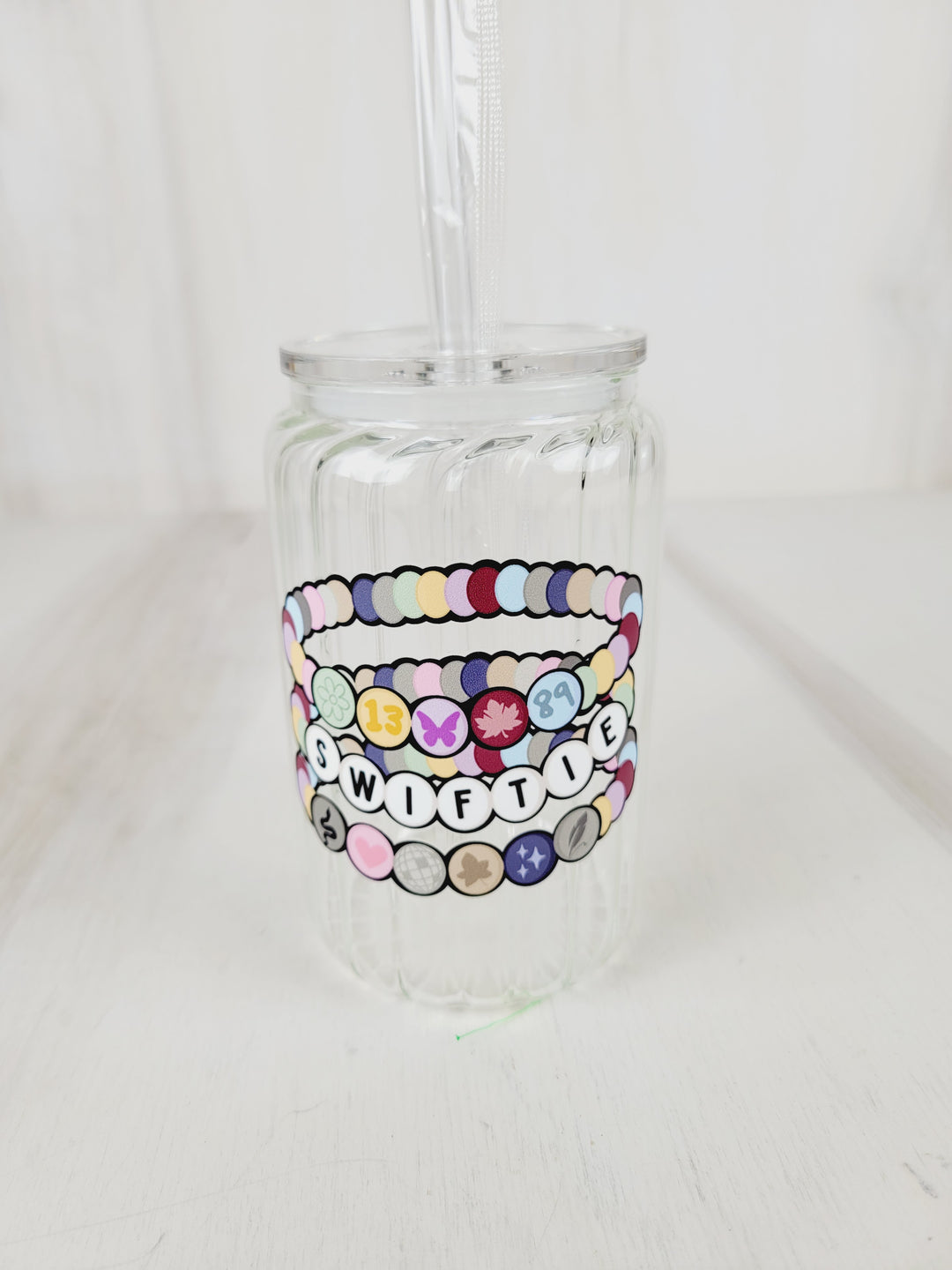 Lindsay's Creations, Fog & Glitter Glass Tumbler with Lid