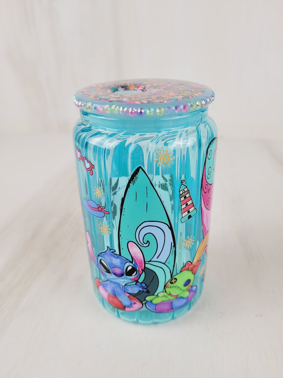 Lindsay's Creations, Fog & Glitter Glass Tumbler with Lid