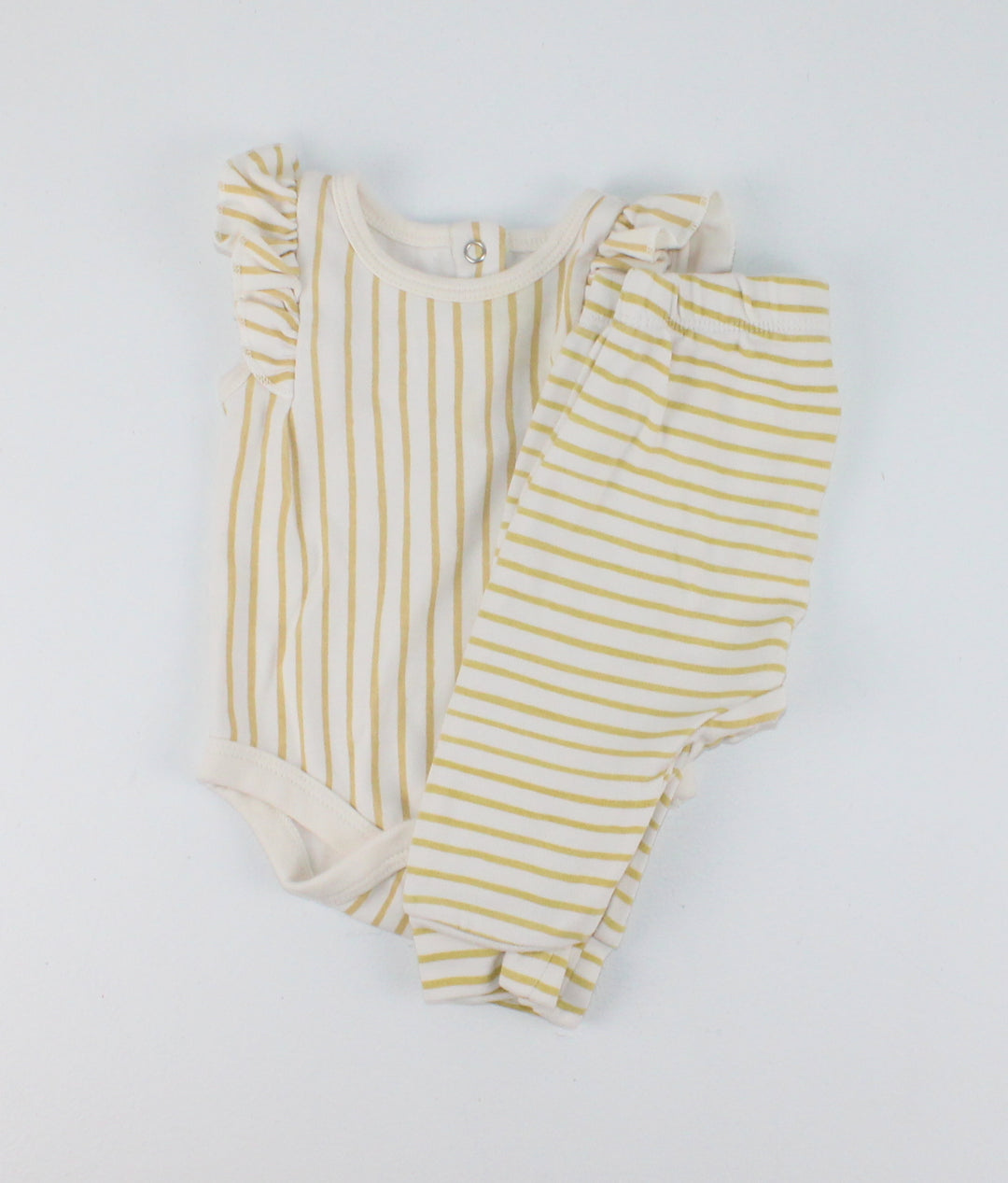 PEHR ORGANIC COTTON GOLD STRIPED OUTFIT 0-3M EUC