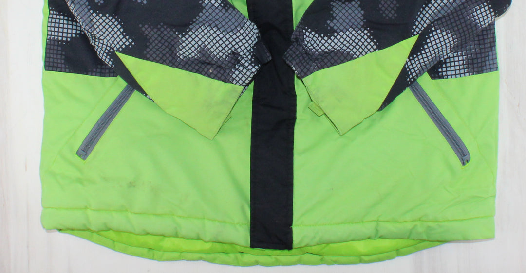 CHILDRENS PLACE BLACK AND GREEN WINTER COAT 14Y PRE-LOVED (Play Cond)