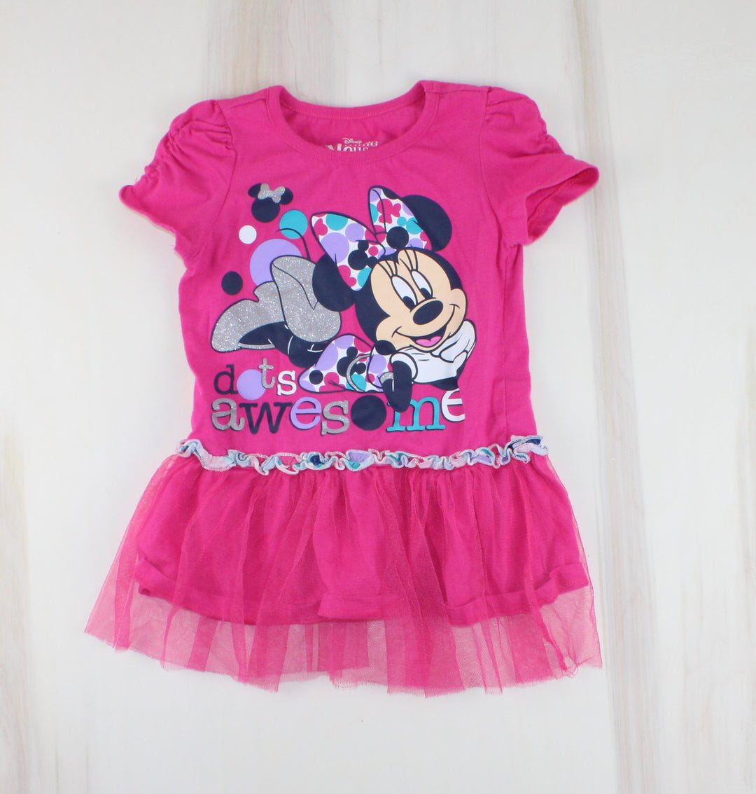 MINNIE MOUSE LONG TOP WITH TULLE 6Y VGUC