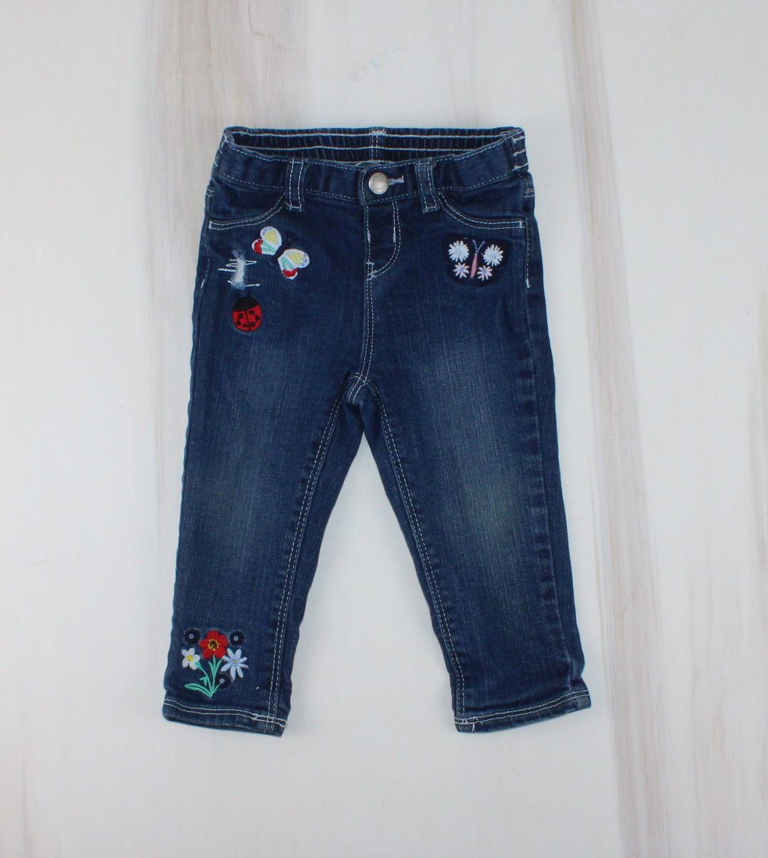 KOALA KIDS JEANS WITH EMBROIDERY DESIGNS 9-12M VGUC