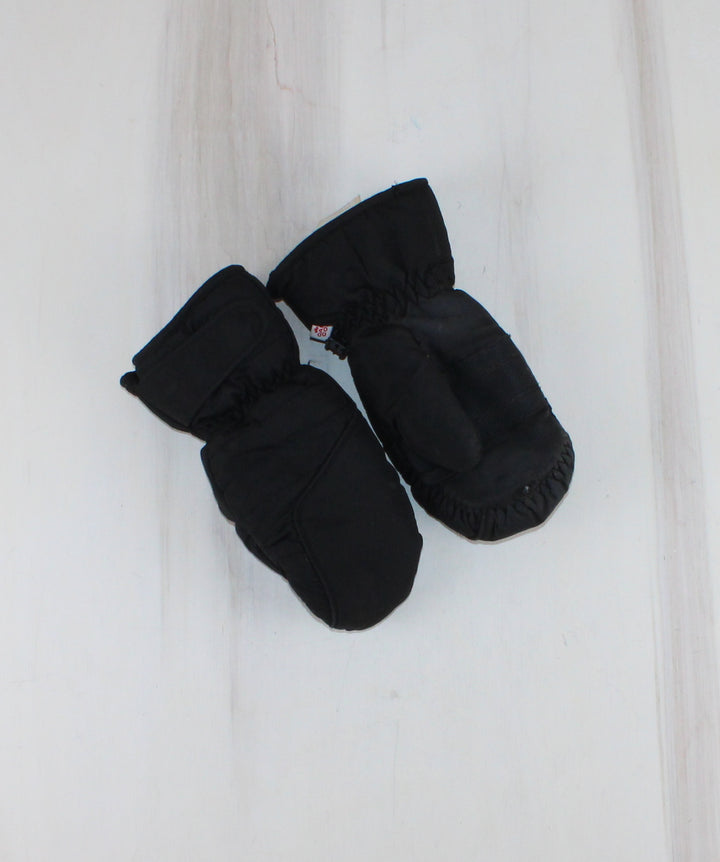 HOT PAWS BLACK MITTENS 7-14Y PRE-LOVED (Play Cond.)