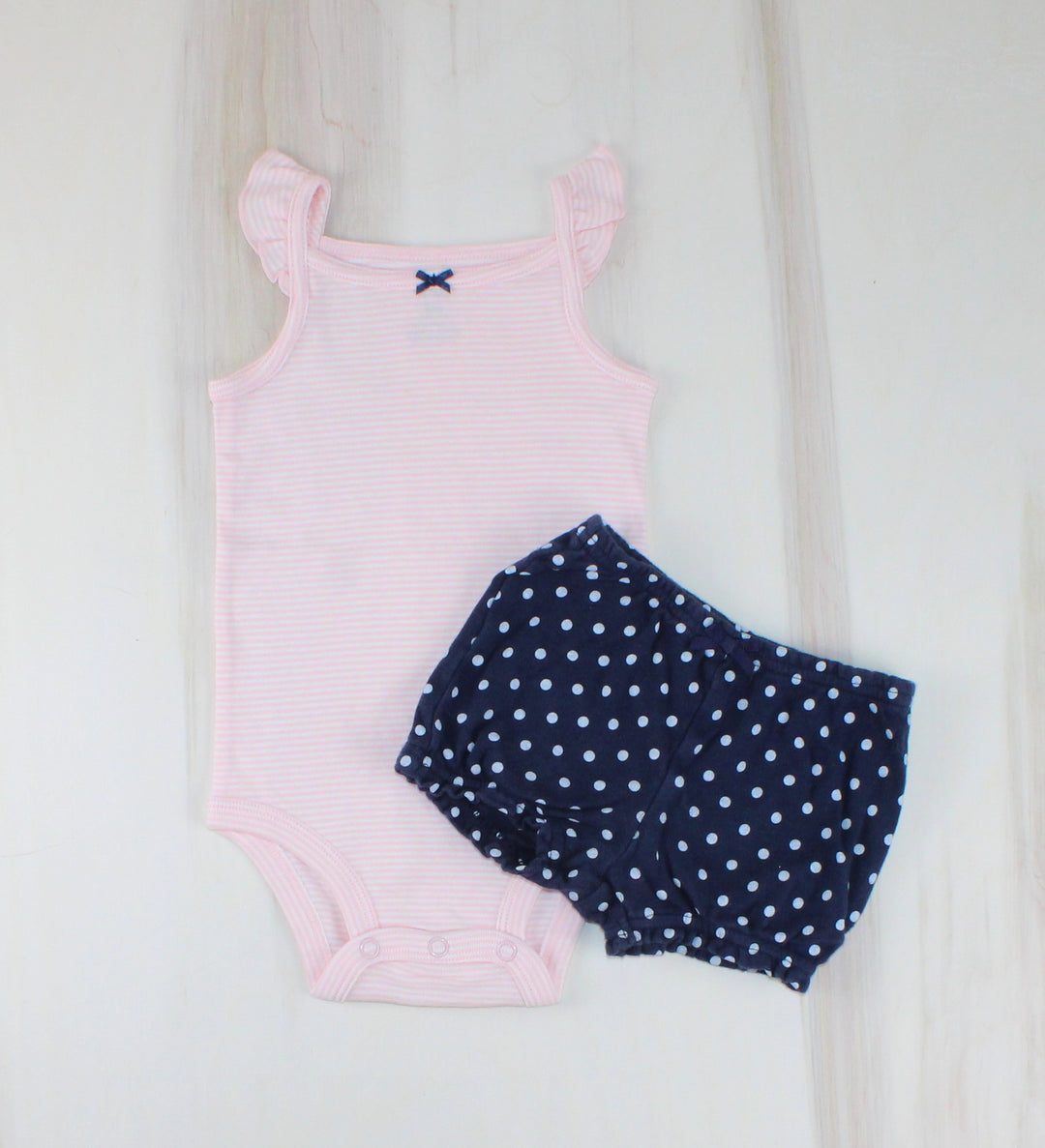 CARTERS PINK & NAVY OUTFIT 9M EUC