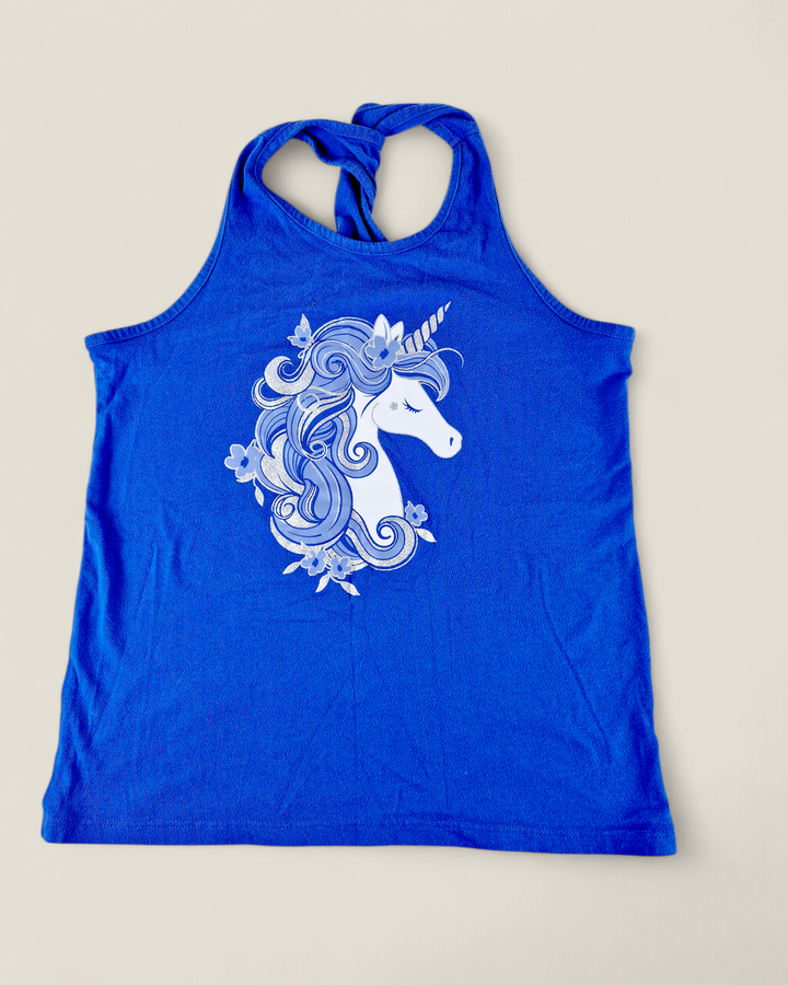 Pre-Loved Children's Place Blue Unicorn Tank Top Girls 10-12Y | Betty’s Marketplace