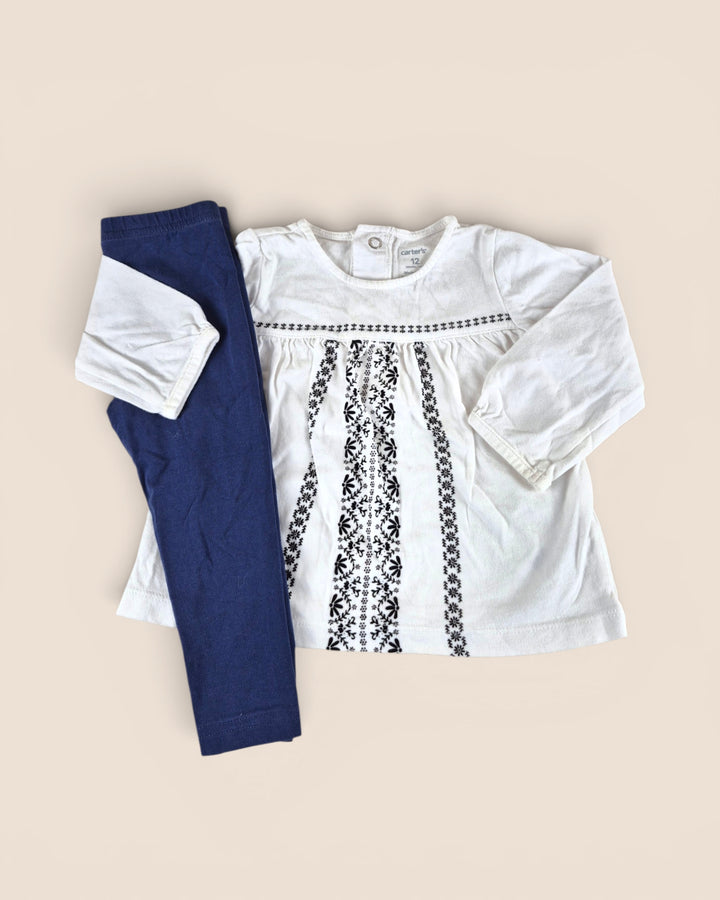 Pre-Loved Carter's White & Navy Outfit Girls 12M | Betty’s Marketplace