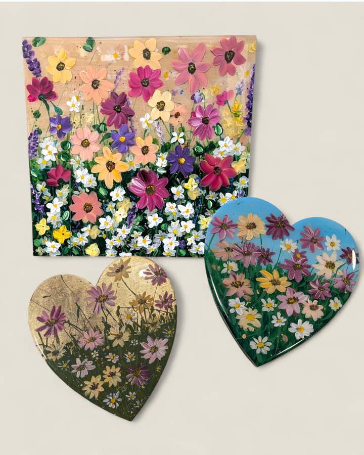 Kristi Scott Art, Resin Flower Meadow Wall Art with Resin