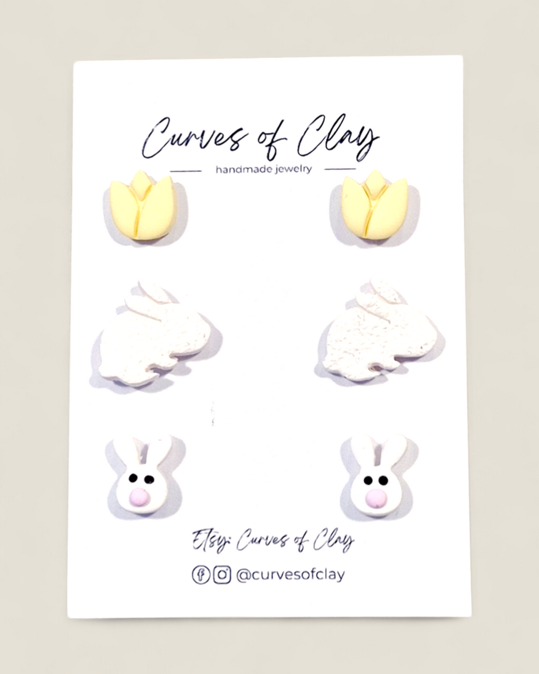 Curves of Clay, Easter Earrings