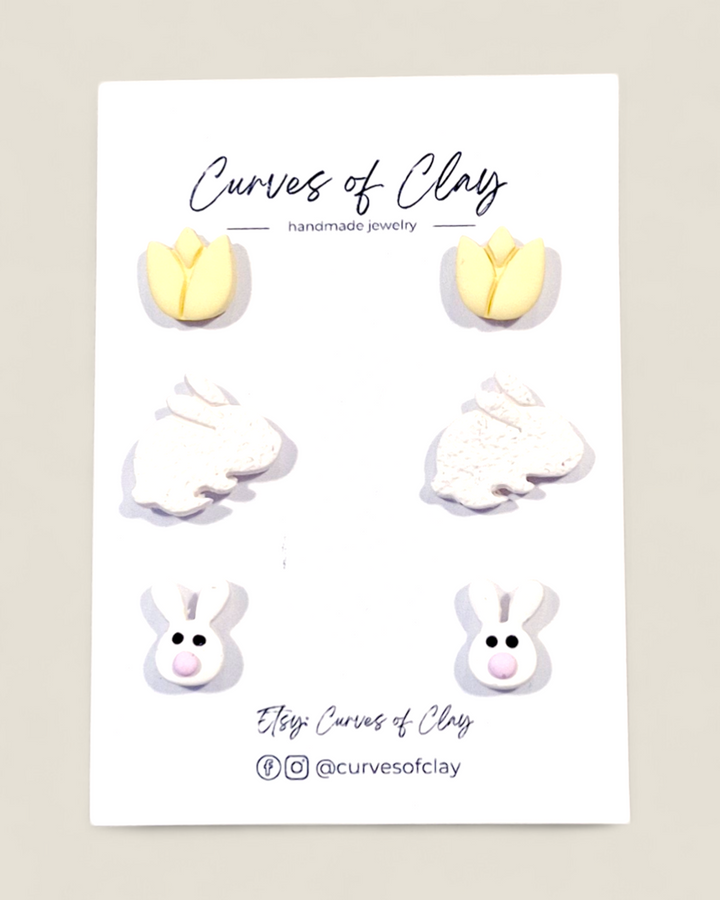 Curves of Clay, Easter Earrings