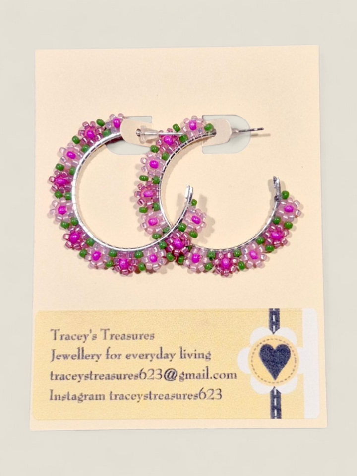 Tracey's Treasures, Beaded Hoop Earrings
