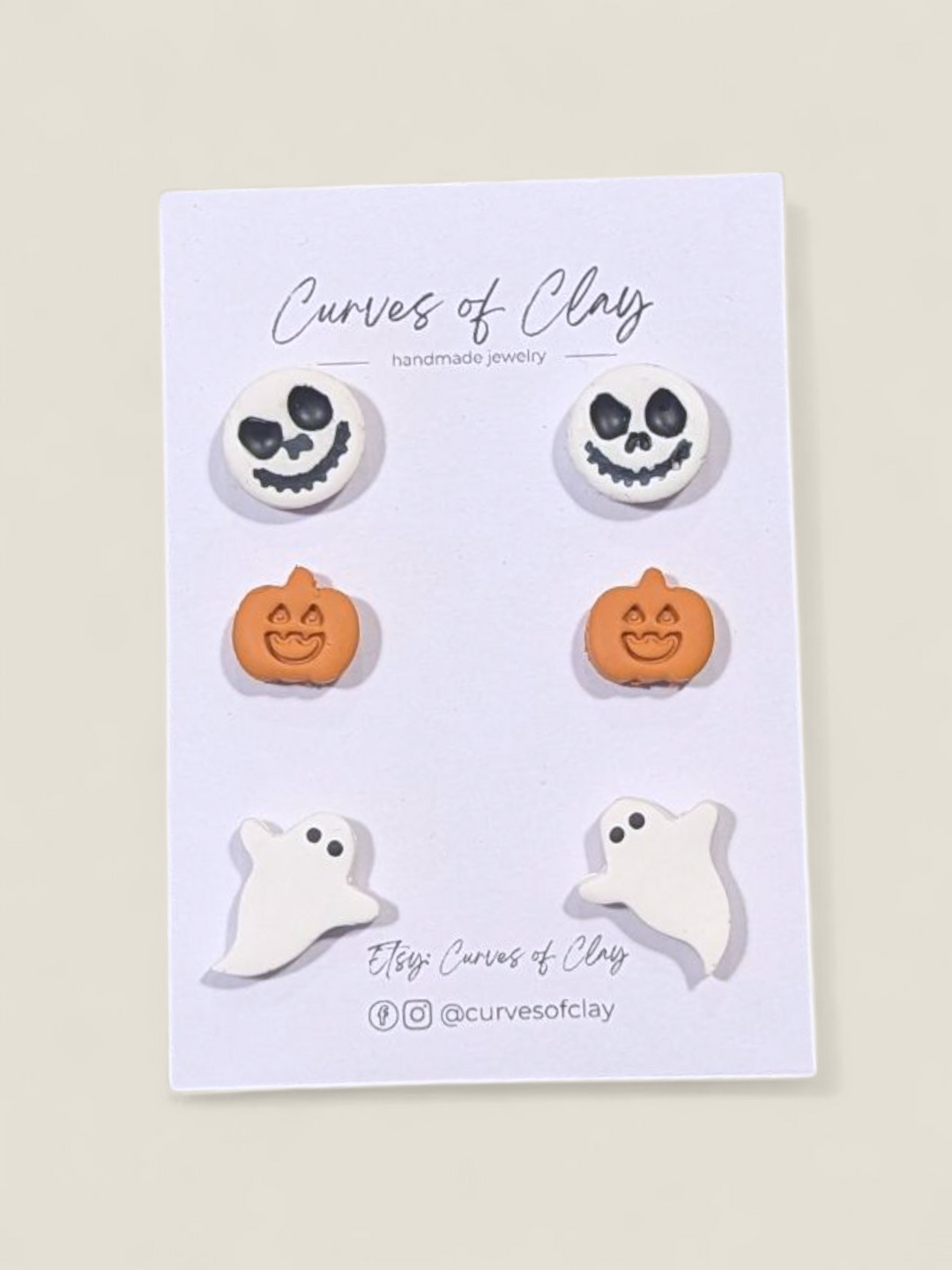 Curves of Clay, Autumn and Halloween Stud Earrings 3 Packs