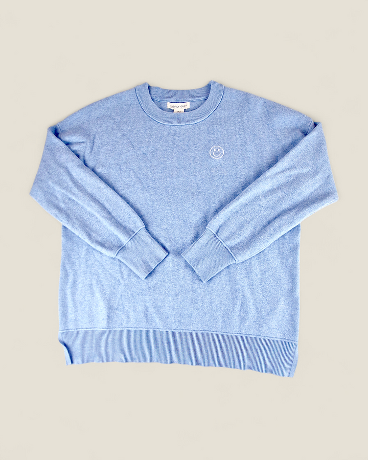 Pre-Loved Happily Grey Soft Blue Sweater Ladies Small | Betty’s Marketplace