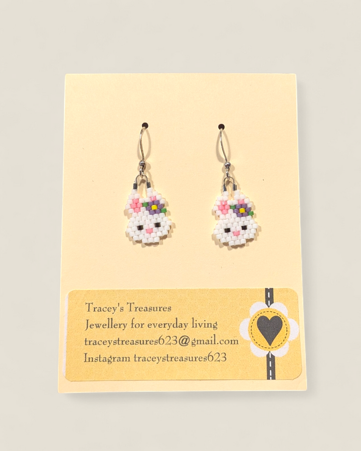Handmade Easter Beaded Dangle Earrings, Tracey's Treasures