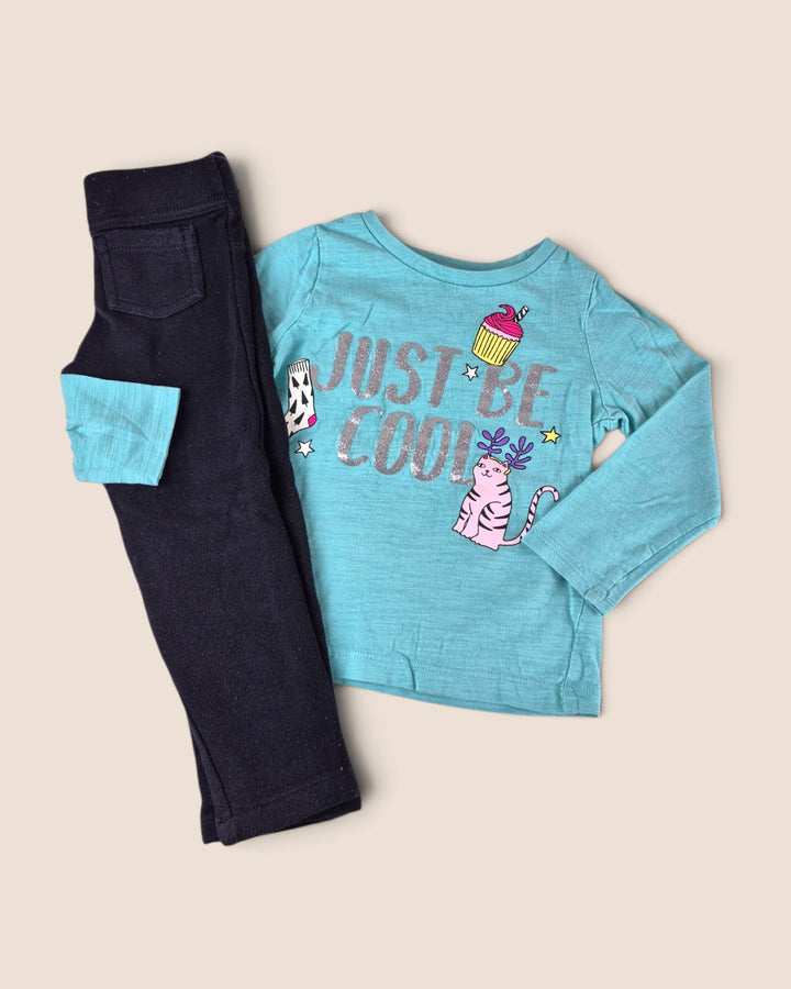 Pre-Loved Carter's "Just Be Cool" Glitter Outfit Girls 3Y | Betty’s Marketplace