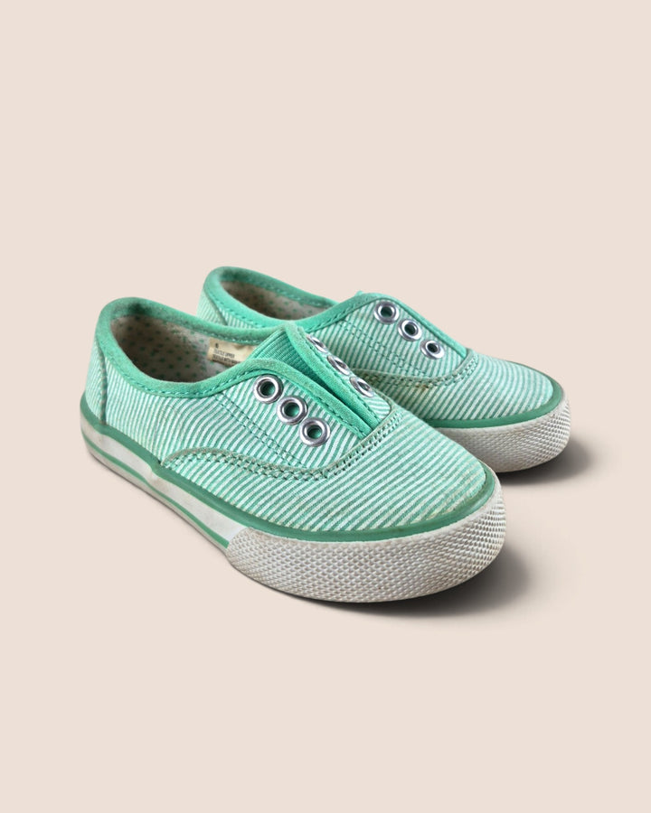 Pre-Loved Circo Striped Mint Canvas Shoes Girls Size 6 Play Condition | Betty’s Marketplace