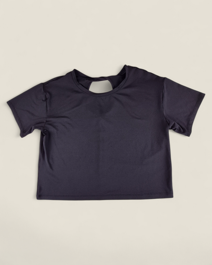 Pre-Loved Children's Place Black Athletic Cropped Tee Girls 7-8Y | Betty’s Marketplace